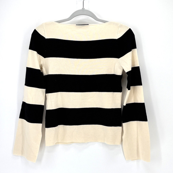 DAZY Striped Sweater Women Small Black Cream Nautical Preppy Academia - Picture 1 of 6